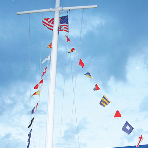 Flags on a boat's rigging